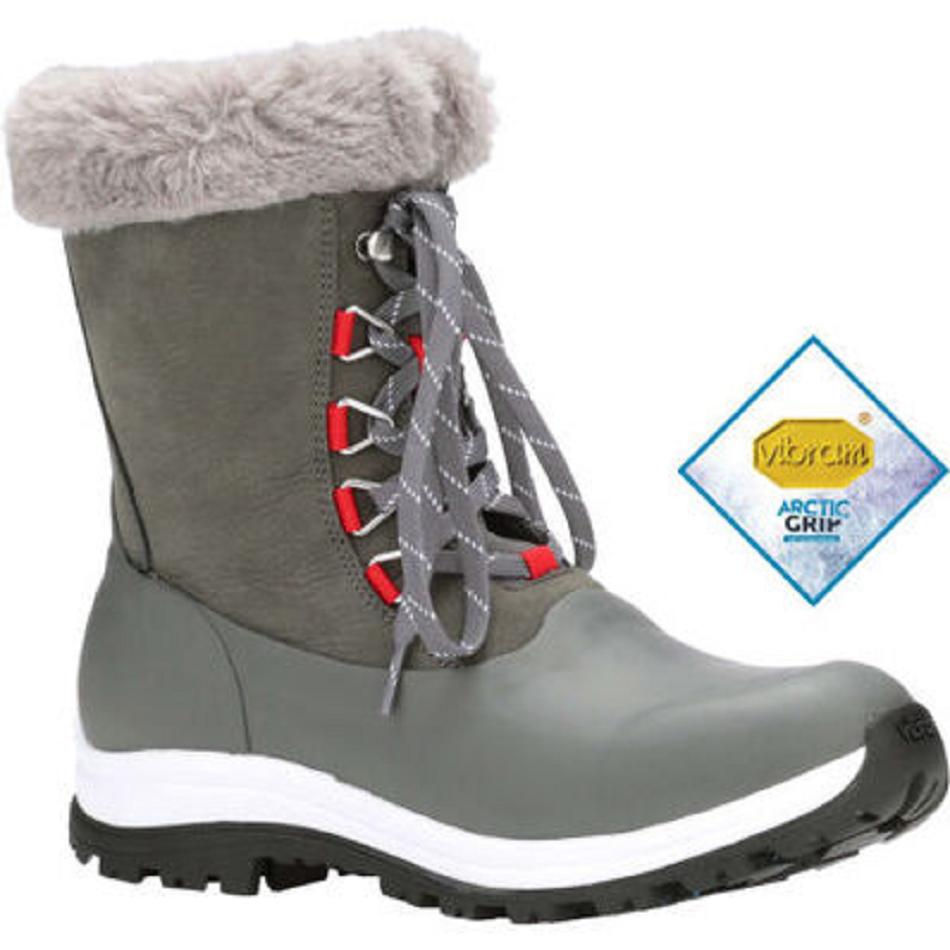 Muck Boot Apres Lace Arctic Grip Women\'s Shop All Grey | US_Q1431